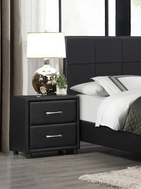 Streamdale PU Leather Nightstand with Silver Bar Pull