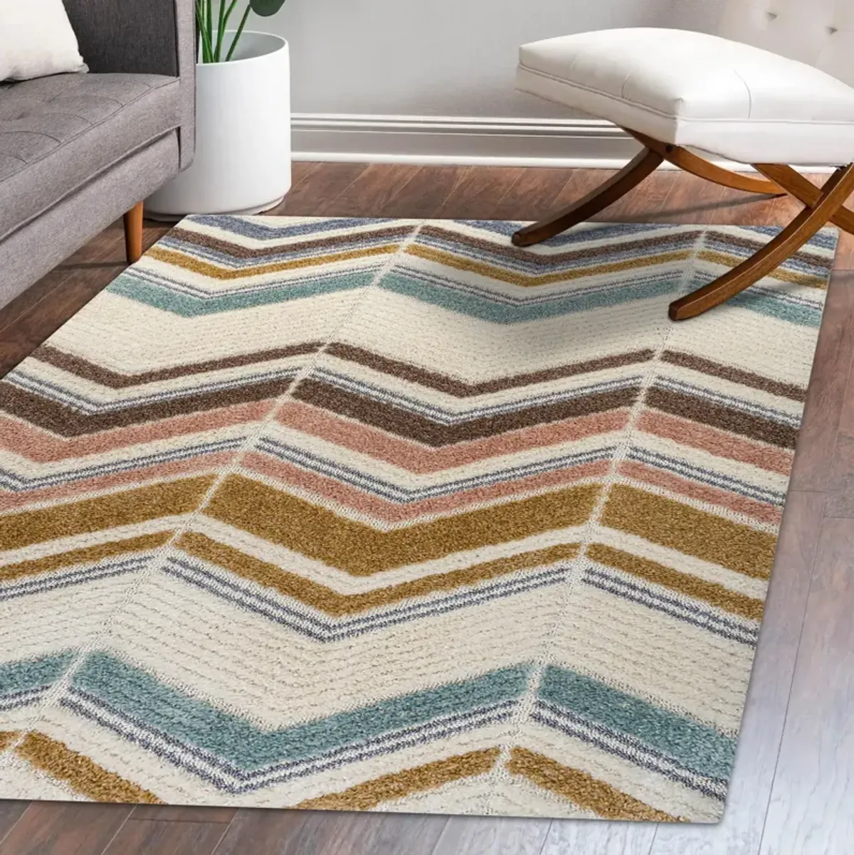 Elin Chevron High-Low Area Rug