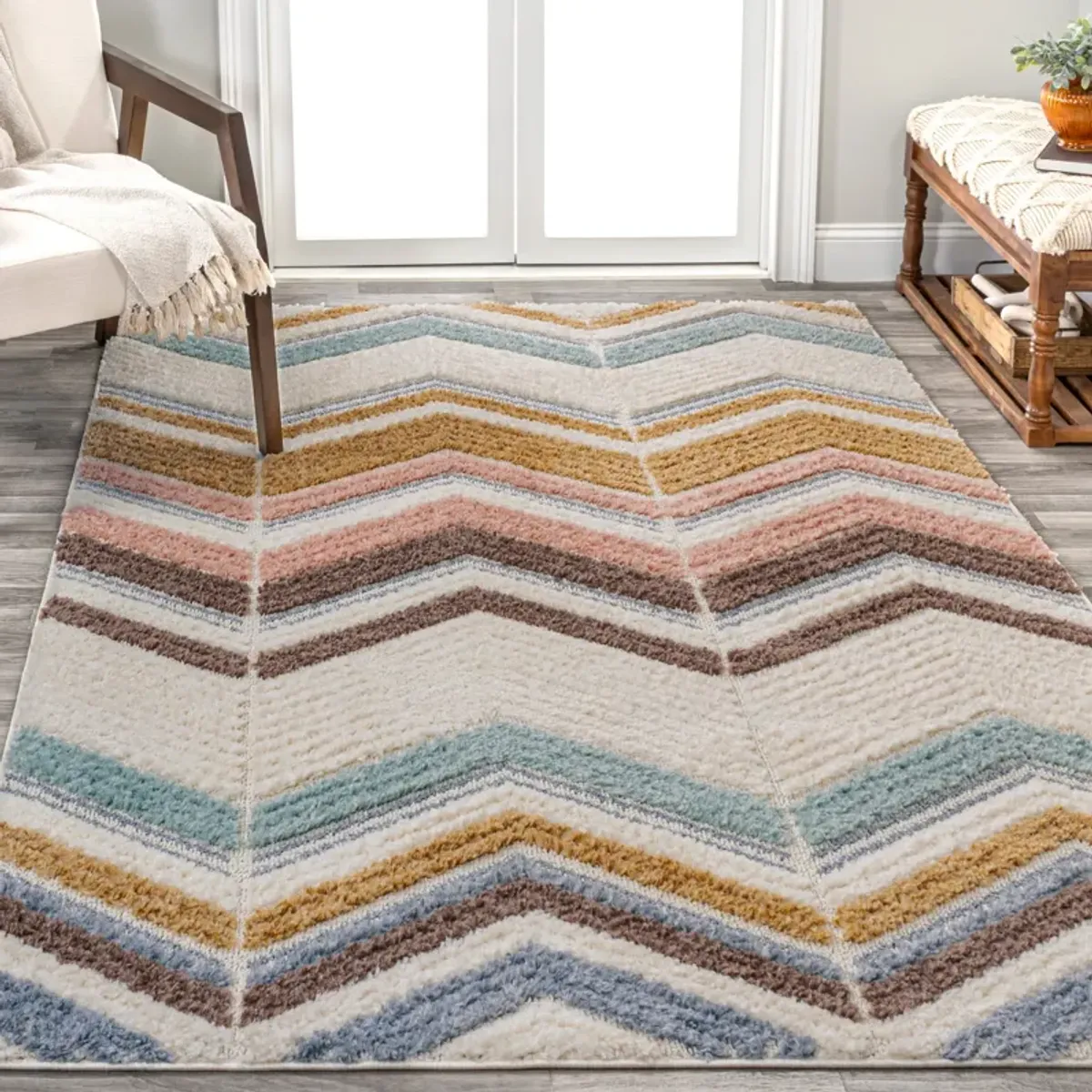 Elin Chevron High-Low Area Rug