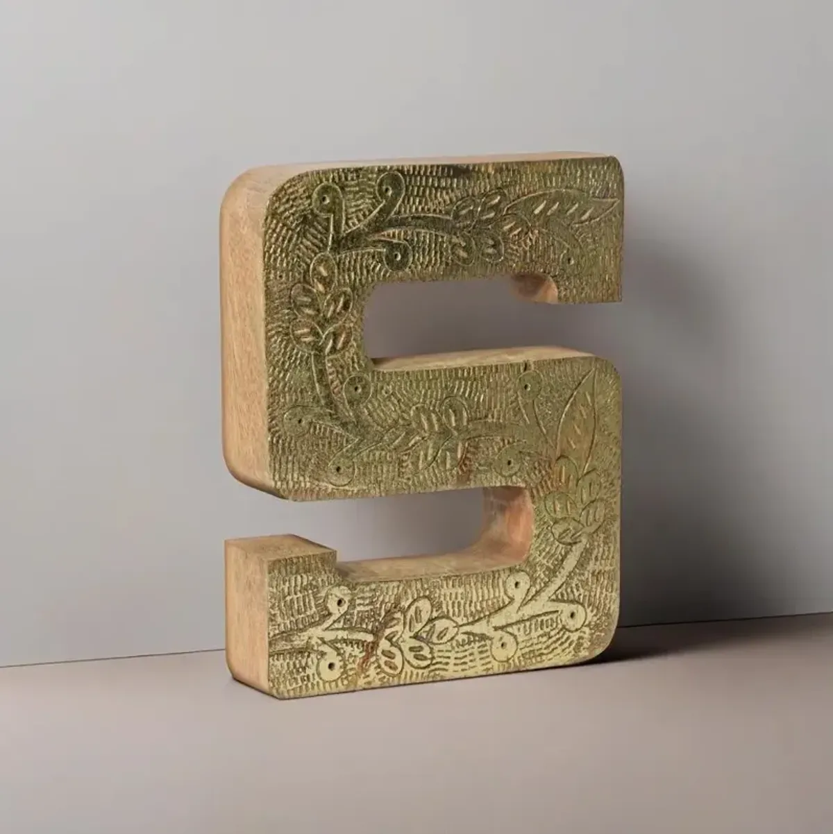 Vintage Natural Gold Handmade Eco-Friendly "S" Alphabet Letter Block For Wall Mount & Table Top Décor