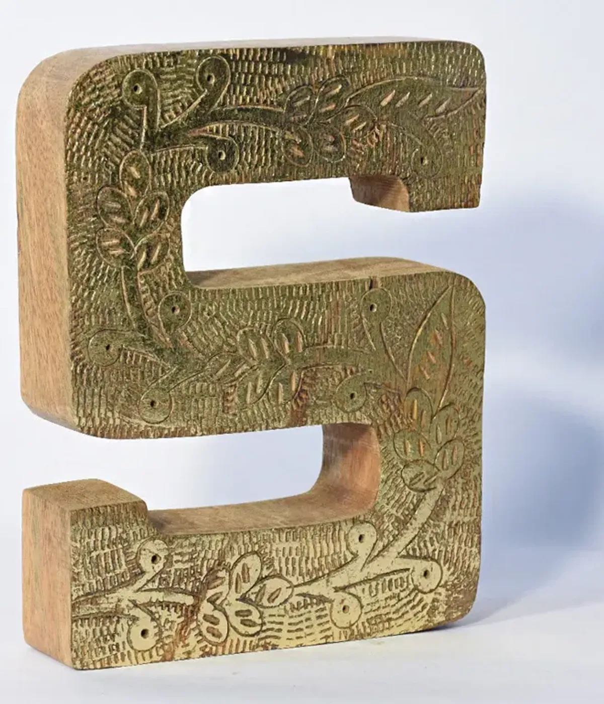 Vintage Natural Gold Handmade Eco-Friendly "S" Alphabet Letter Block For Wall Mount & Table Top Décor