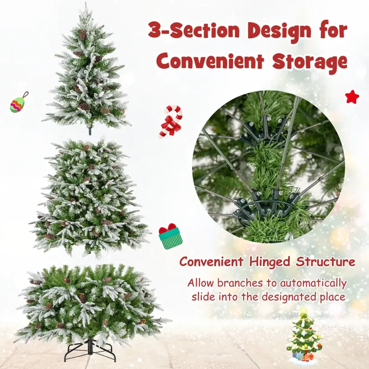 Pre-Lit Artificial Christmas Tree with Tips and  LED Lights