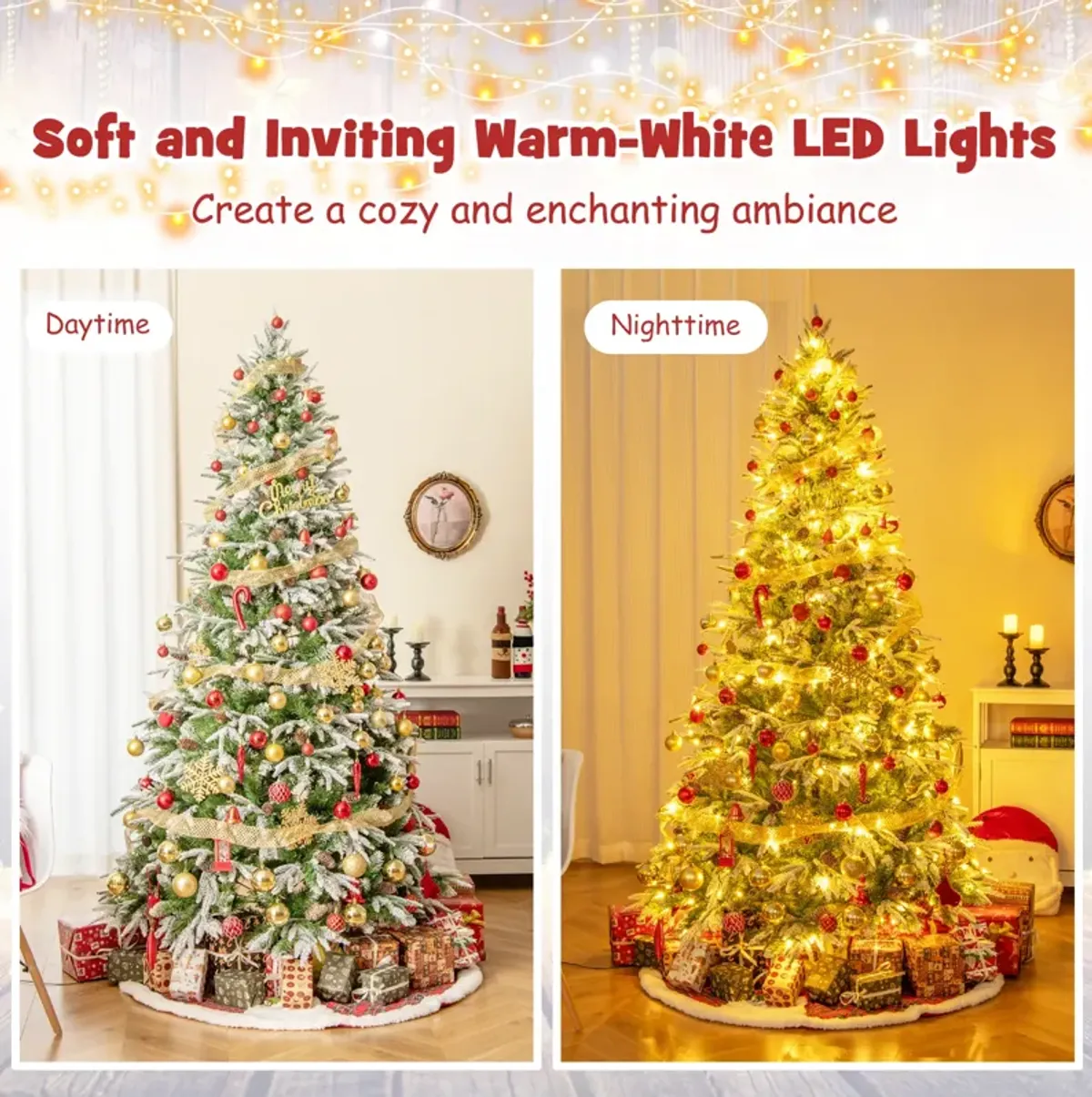 Pre-Lit Artificial Christmas Tree with Tips and  LED Lights