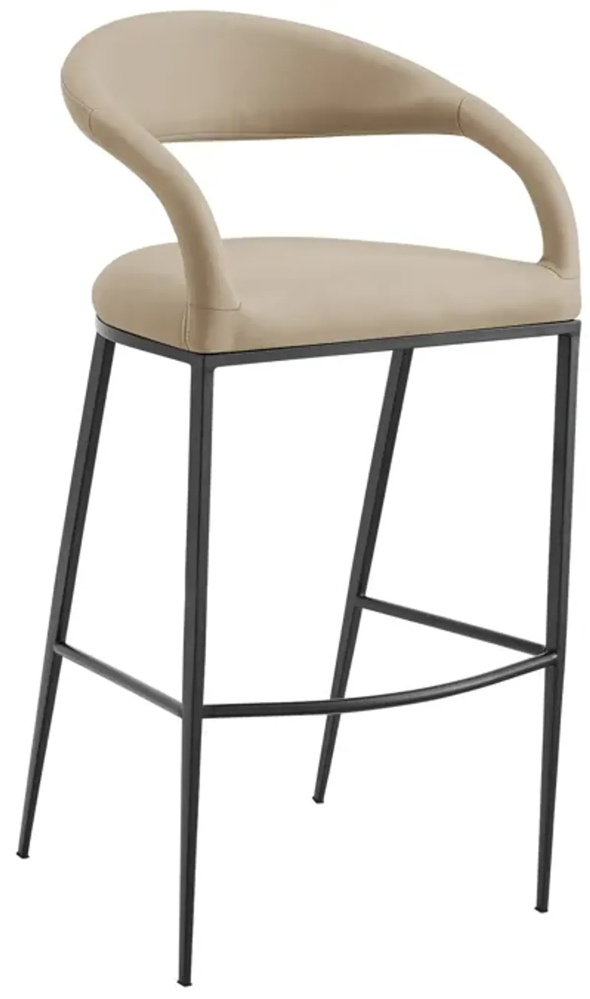 Ramona Counter or Bar Stool with Matte Black Iron Frame and Faux Leather