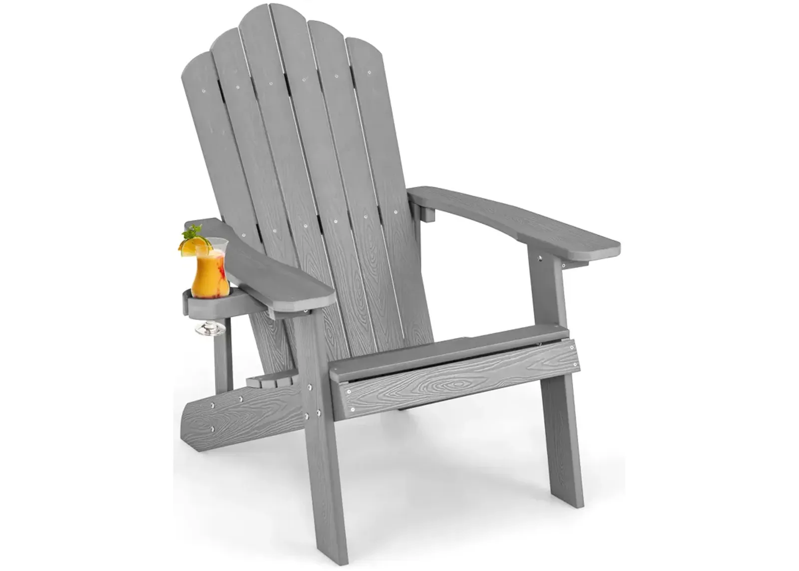 Weather Resistant HIPS Outdoor Adirondack Chair with Cup Holder