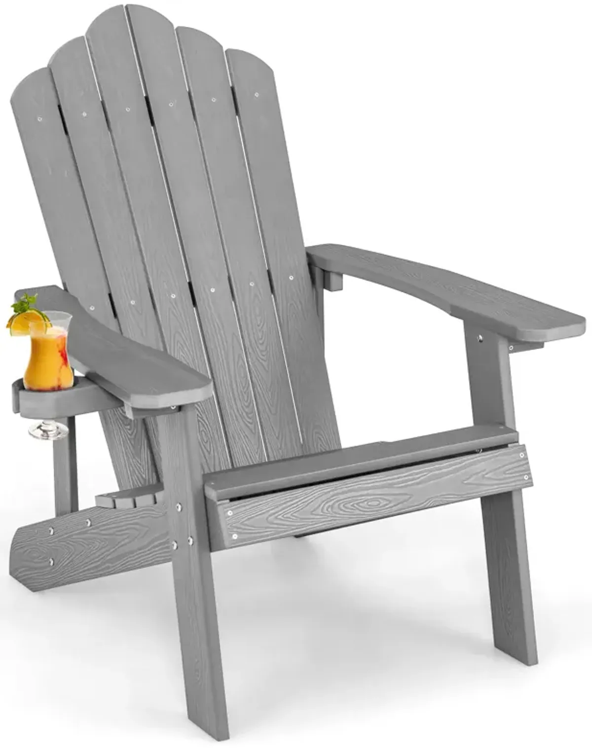 Weather Resistant HIPS Outdoor Adirondack Chair with Cup Holder