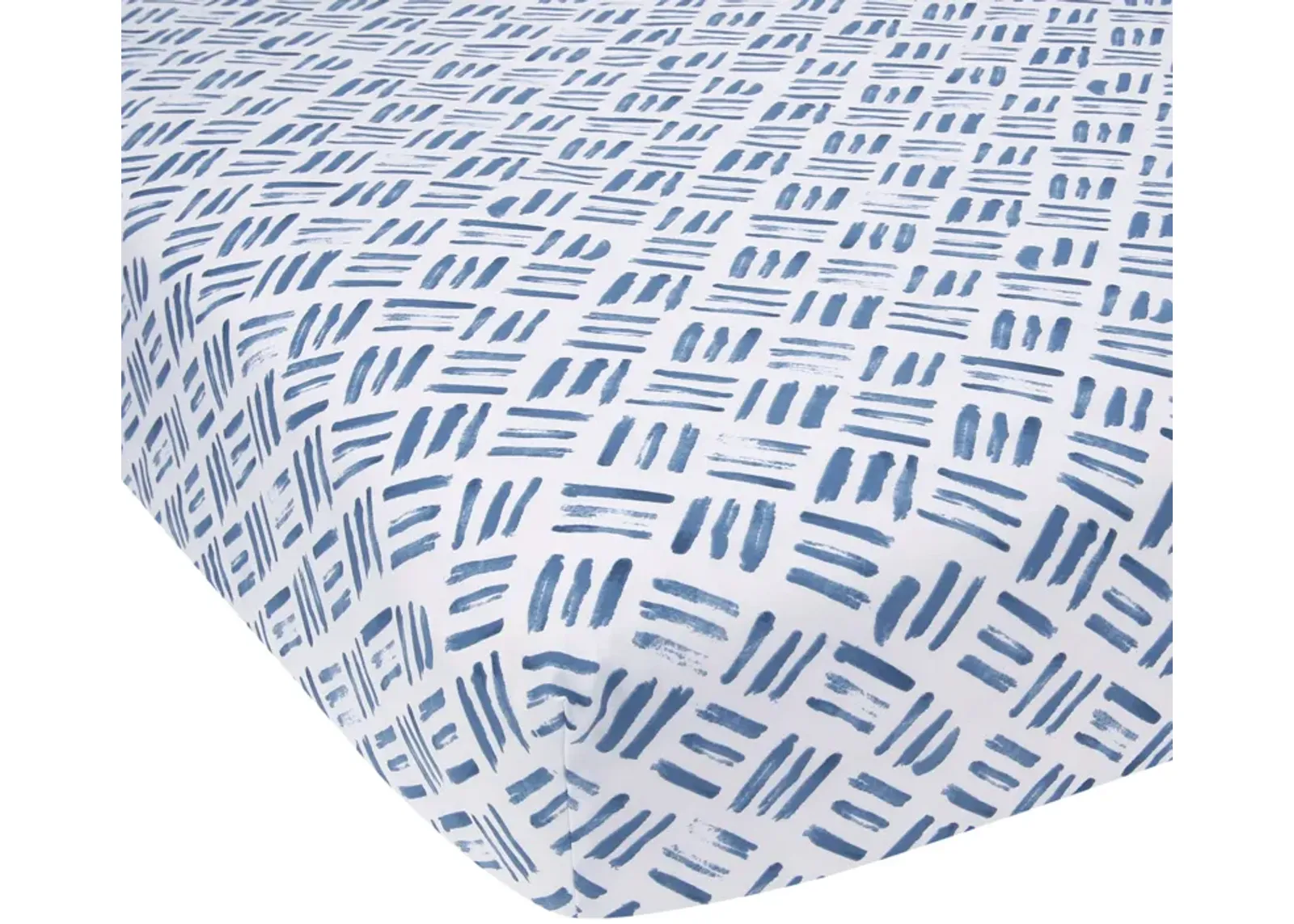 Lambs & Ivy Signature Crosshatch Organic Cotton Navy Blue Fitted Crib Sheet