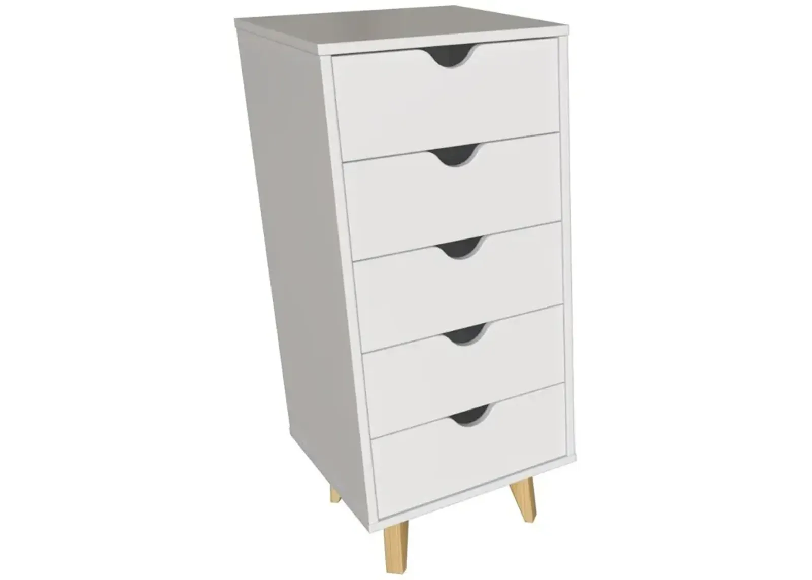 Falkk Furniture Tall 5- Drawer Dresser for Bedroom – Modern Chest of Drawers – White