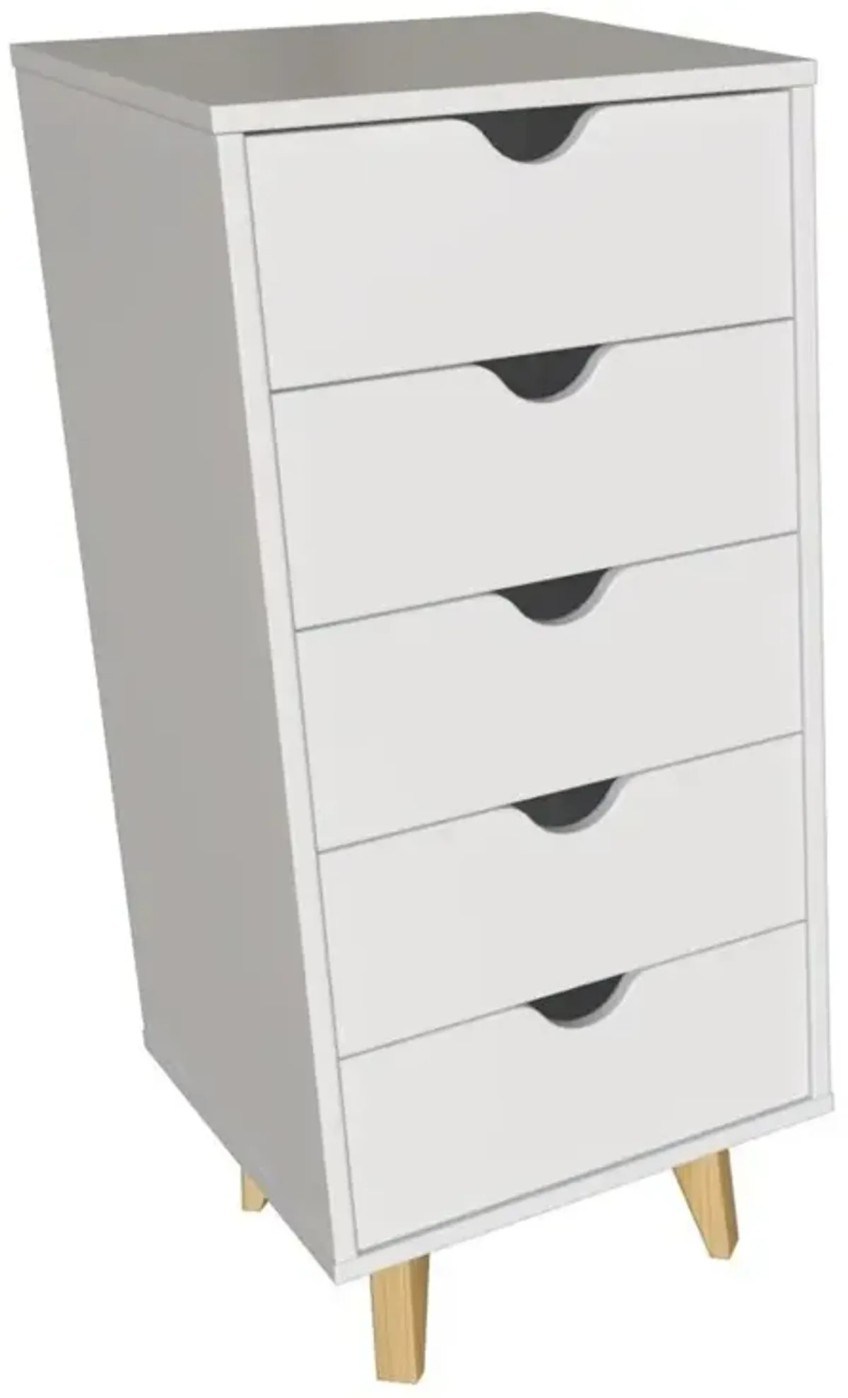 Falkk Furniture Tall 5- Drawer Dresser for Bedroom – Modern Chest of Drawers – White