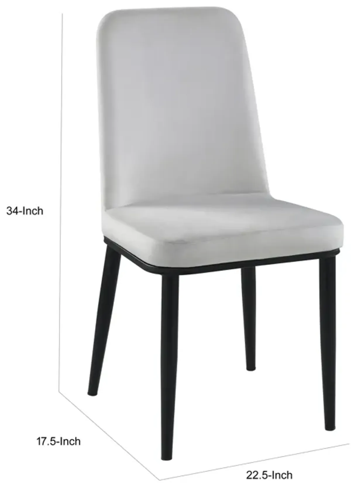 Lane 23 Inch Side Dining Chair, Gray Velvet, Armless, Black Metal, Set of 2 - Benzara