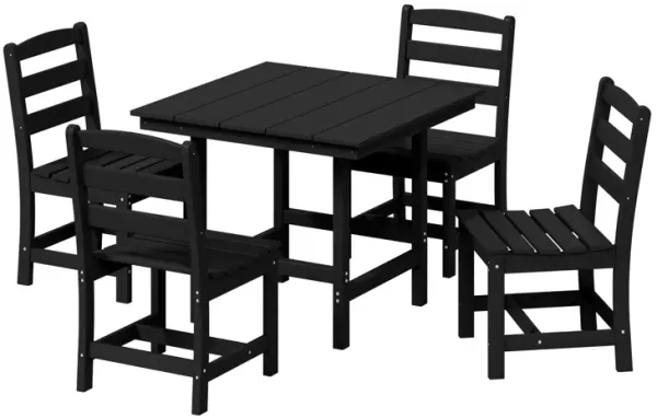 WestinTrends 5-Piece HDPE Outdoor Square Patio Dining Table Set with Armless Side Chairs