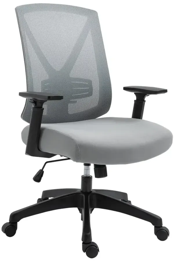 Grey Task Chair: Mid-Back Ergonomic Mesh Office Chair with Lumbar Support
