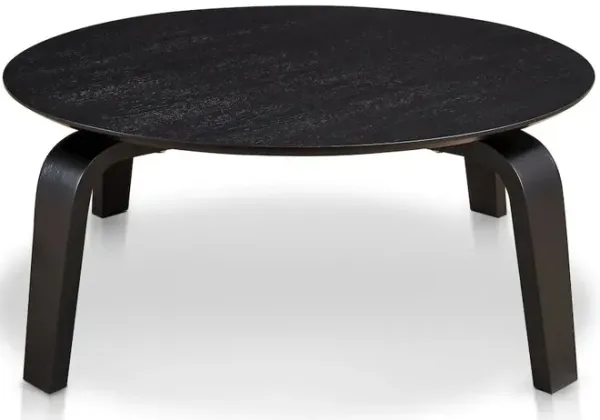 Omax Decor Mod Round Shape Mid-Century Wood Coffee Table in Black