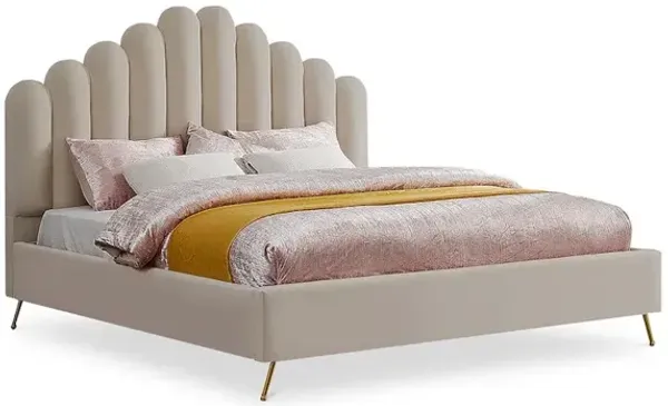Meridian Furniture Lily Cream Velvet King Bed