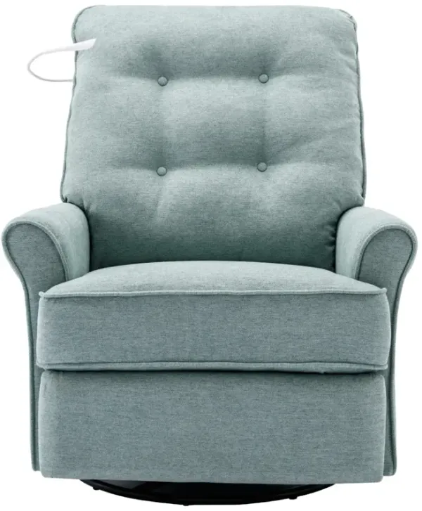 Swivel Recliner with USB Port & Lamp, Lotus Green