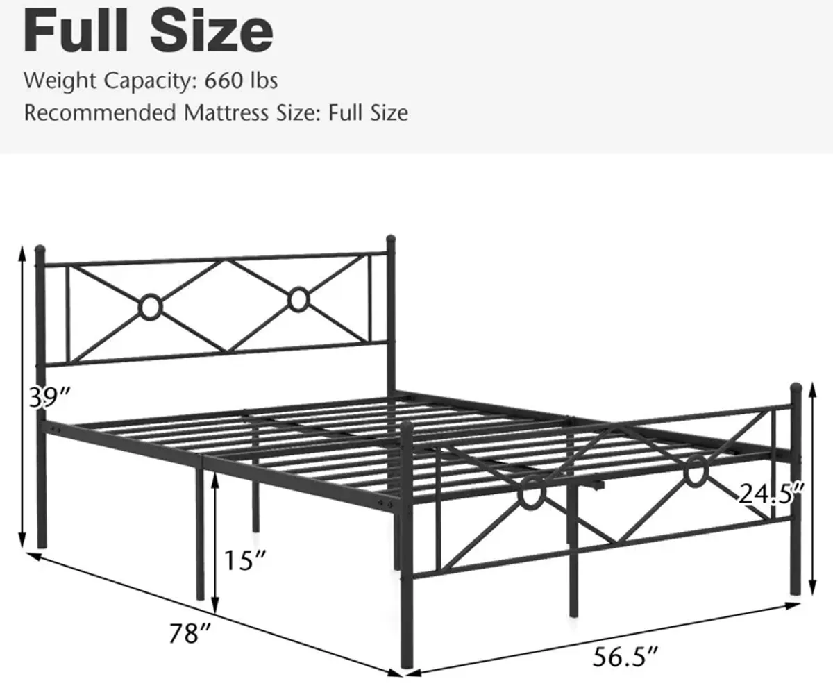 Metal Platform Bed Frame with Headboard and Footboard