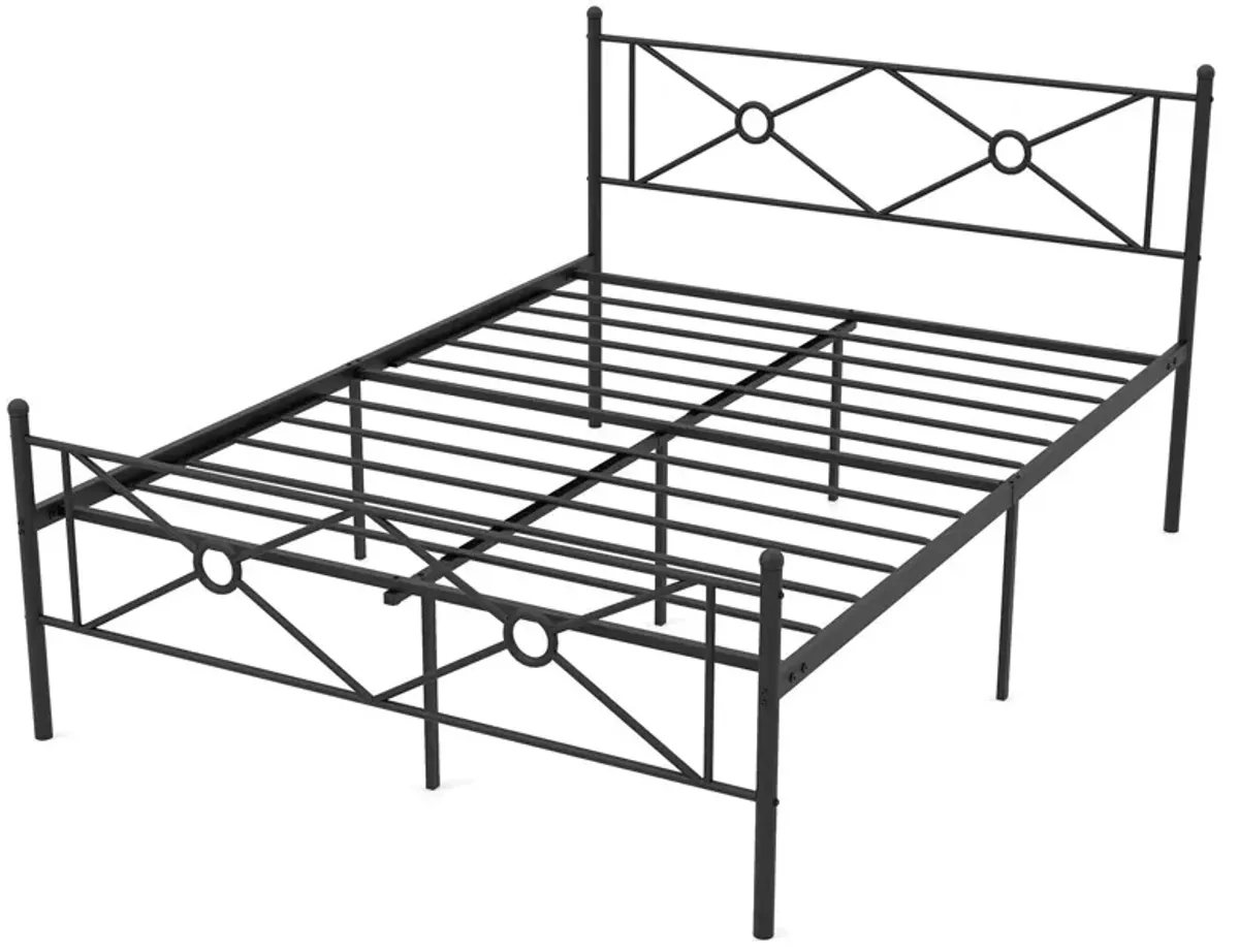 Metal Platform Bed Frame with Headboard and Footboard