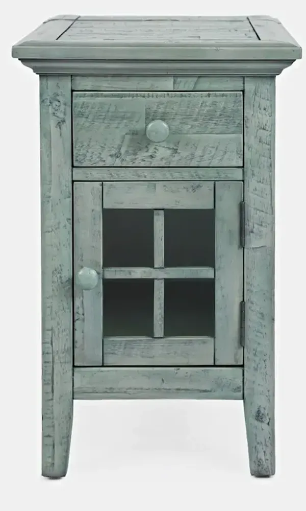 Jofran Inc. Rustic Shores Farmhouse USB Charging End Table with Storage, Surfside