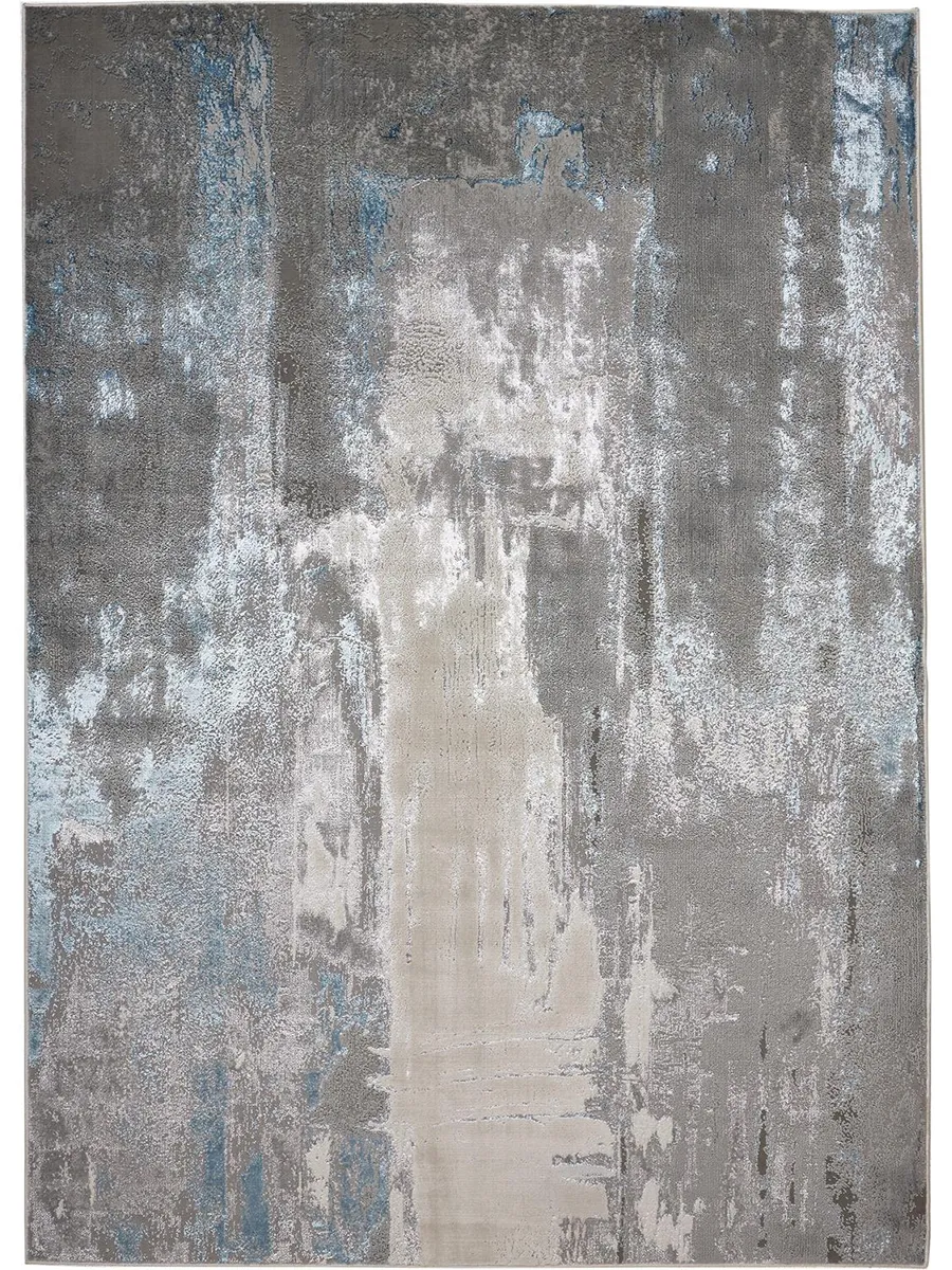 Azure 3406F Gray/Ivory/Blue 5' x 8' Rug