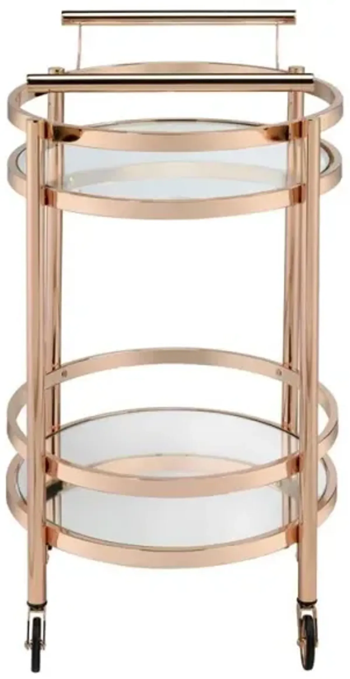 Lakelyn Serving Cart, Rose Gold & Clear Glass