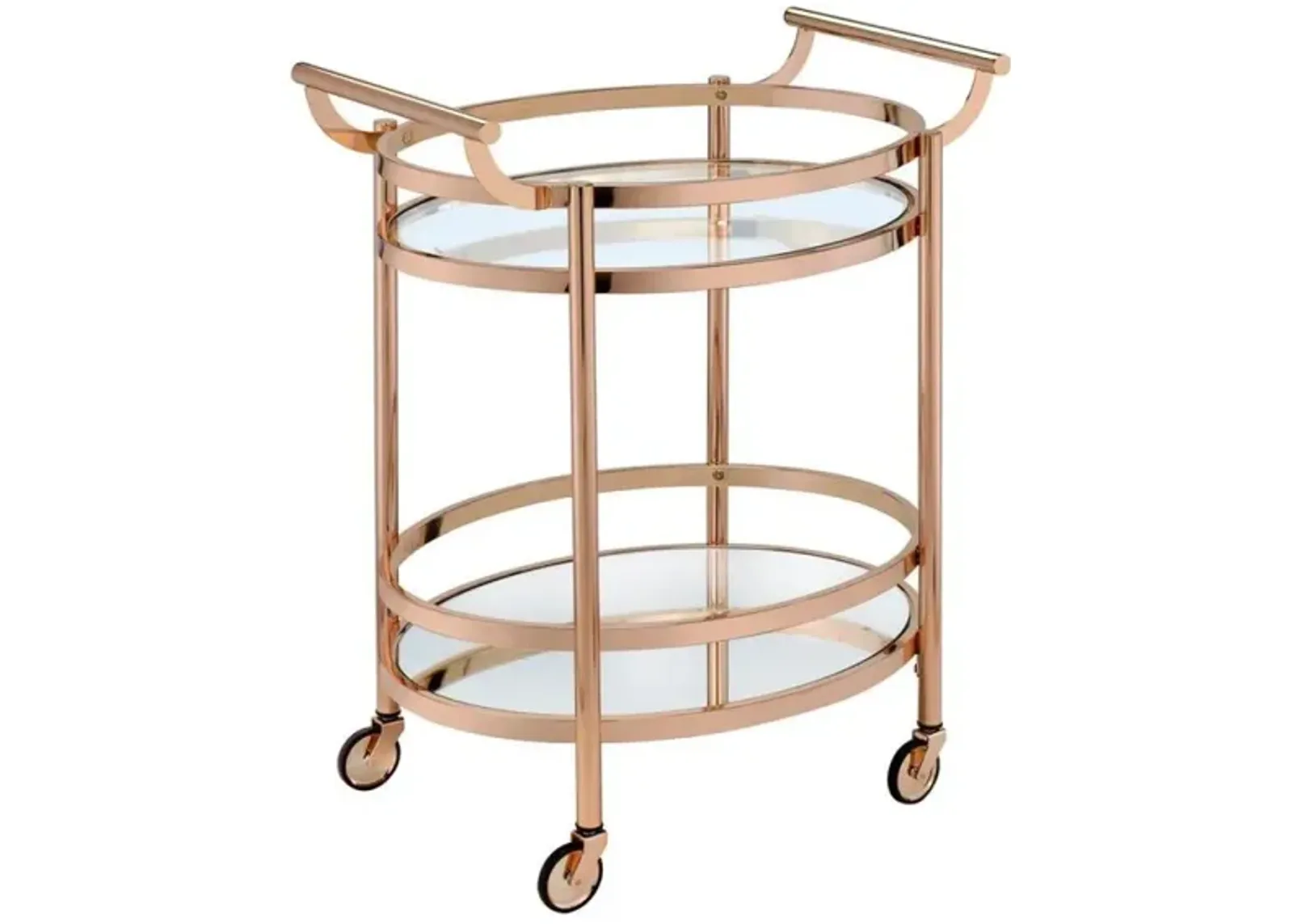 Lakelyn Serving Cart, Rose Gold & Clear Glass