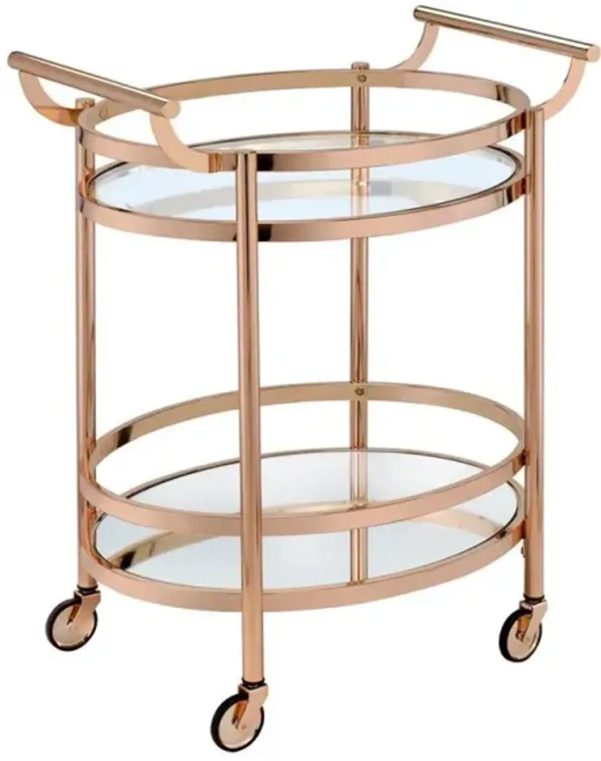 Lakelyn Serving Cart, Rose Gold & Clear Glass