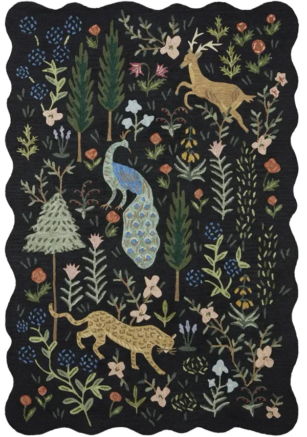Silhouette SIH-03 Black 5''0" x 5''0" Round Rug by Rifle Paper Co.