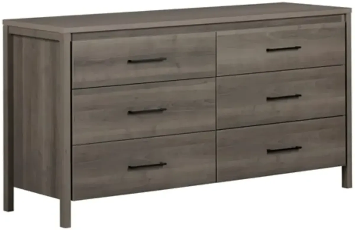 Modern Grey 6 Drawer Double Dresser