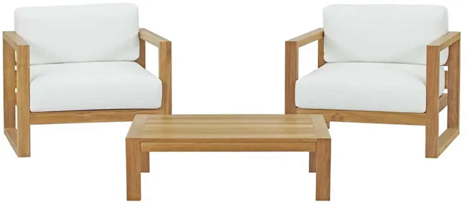 Upland 3 Piece Outdoor Patio Teak Set - Natural White