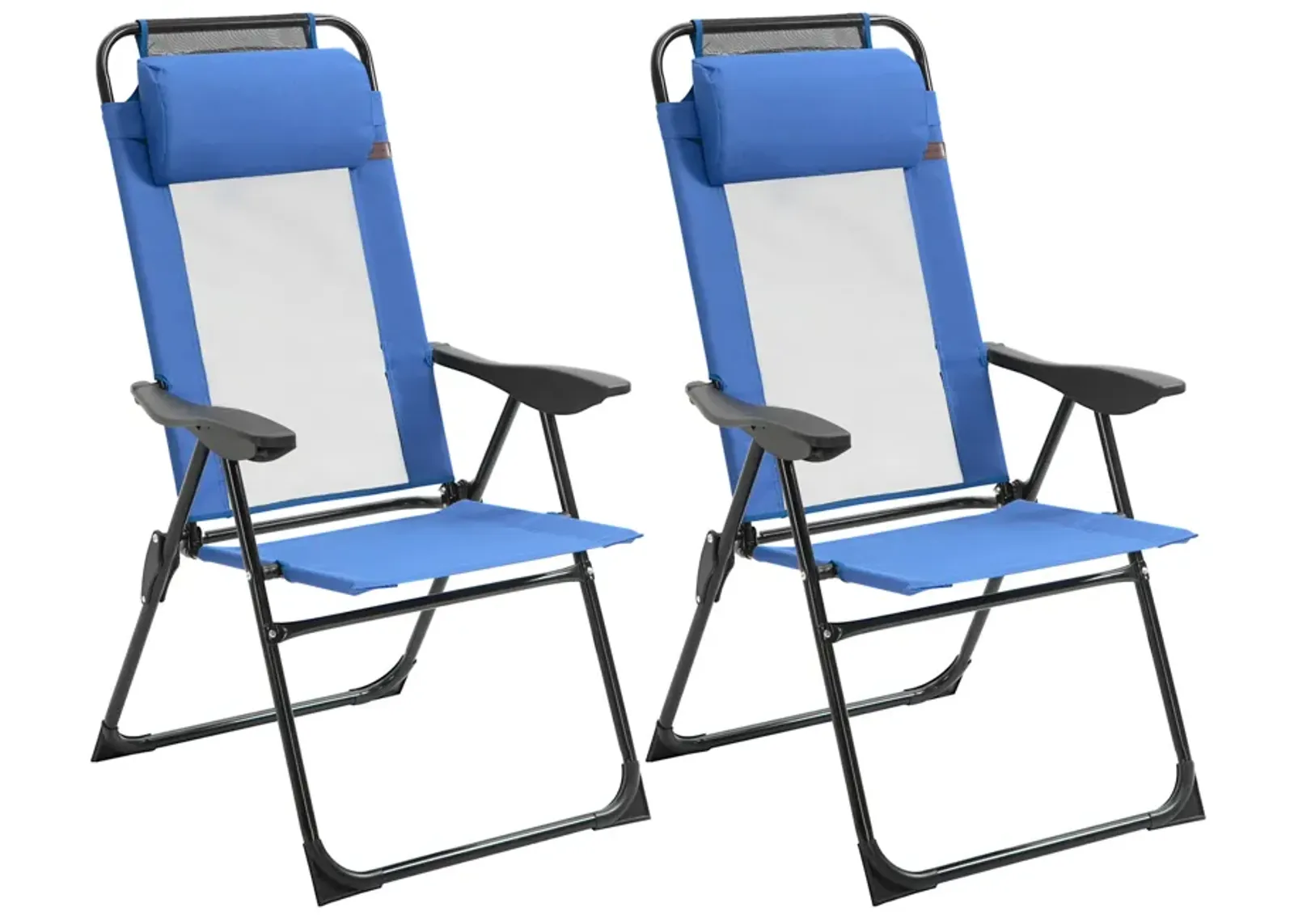 Blue Outdoor Seating: Set of 2 Portable Folding Recliner Loungers