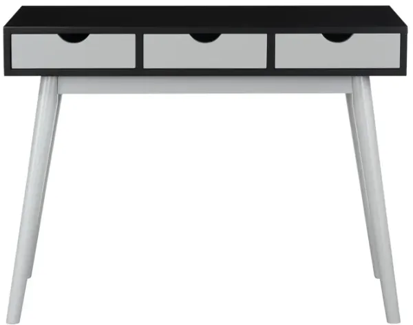 Burton 3 Drawer Desk In Black/Gray