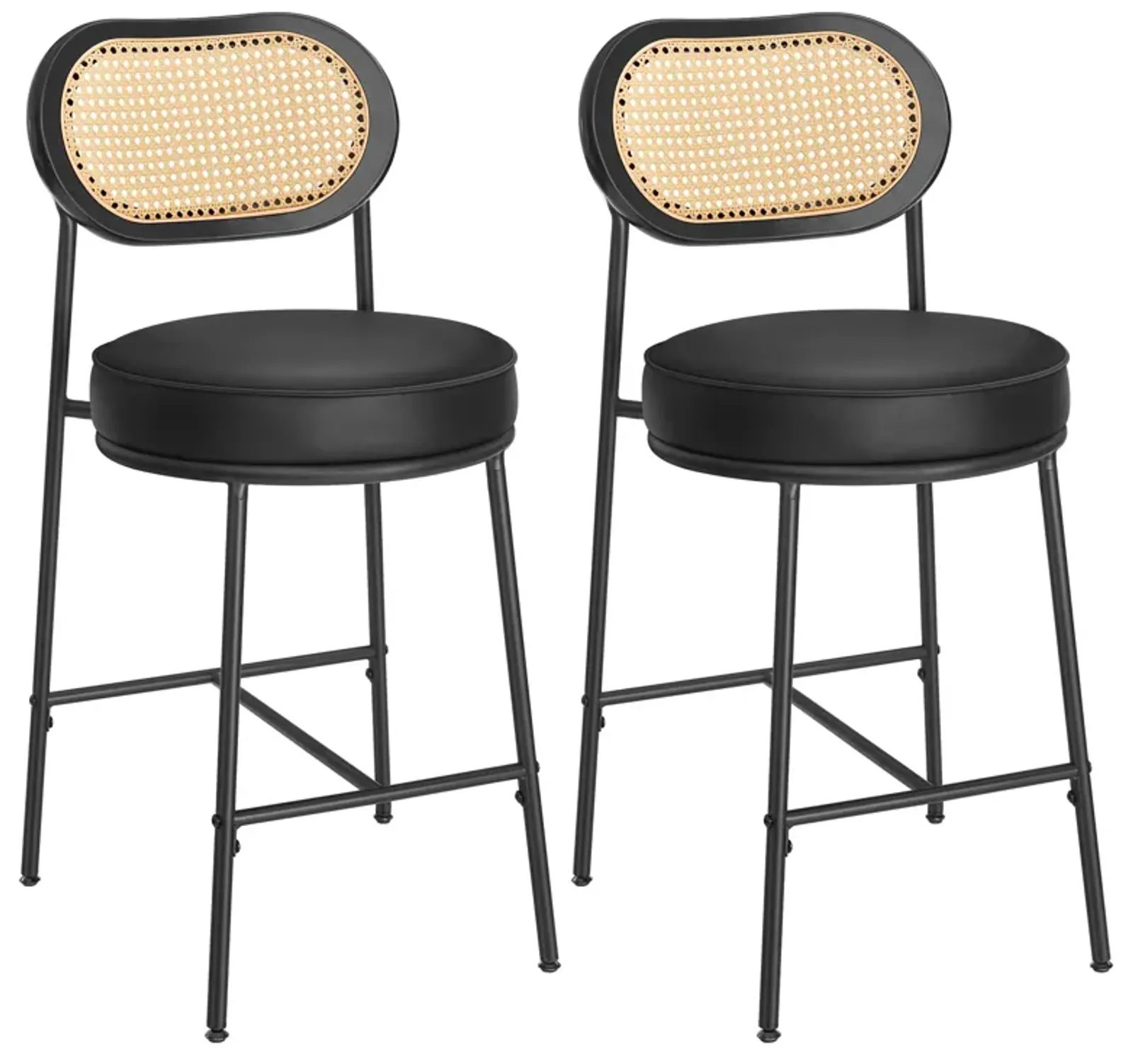 Bar Stools Set of 2, Counter Height Bar Stool with PE Rattan