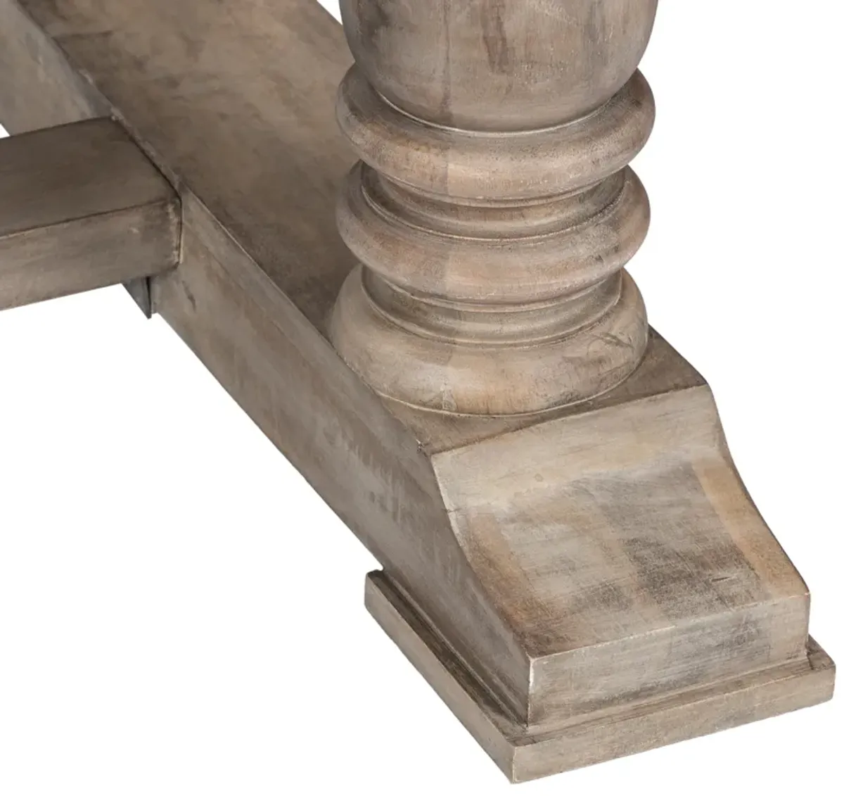 Aurice Writing Desk with Classic Turned Legs 59 Inch, Farmhouse Antique Graywash Mango Wood