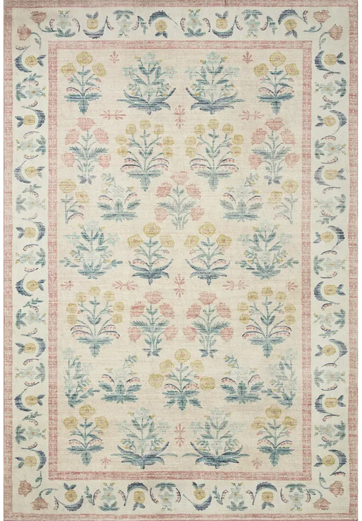 Eden EDE01 Mughal Rose Blush 7'6" x 9'6" Rug by Rifle Paper Co. x Loloi