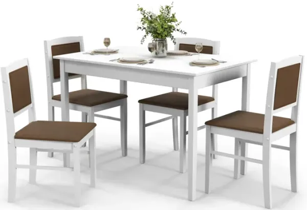 5-Piece Dining Set for 4 with Rubber Wood Legs for Small Dining Room