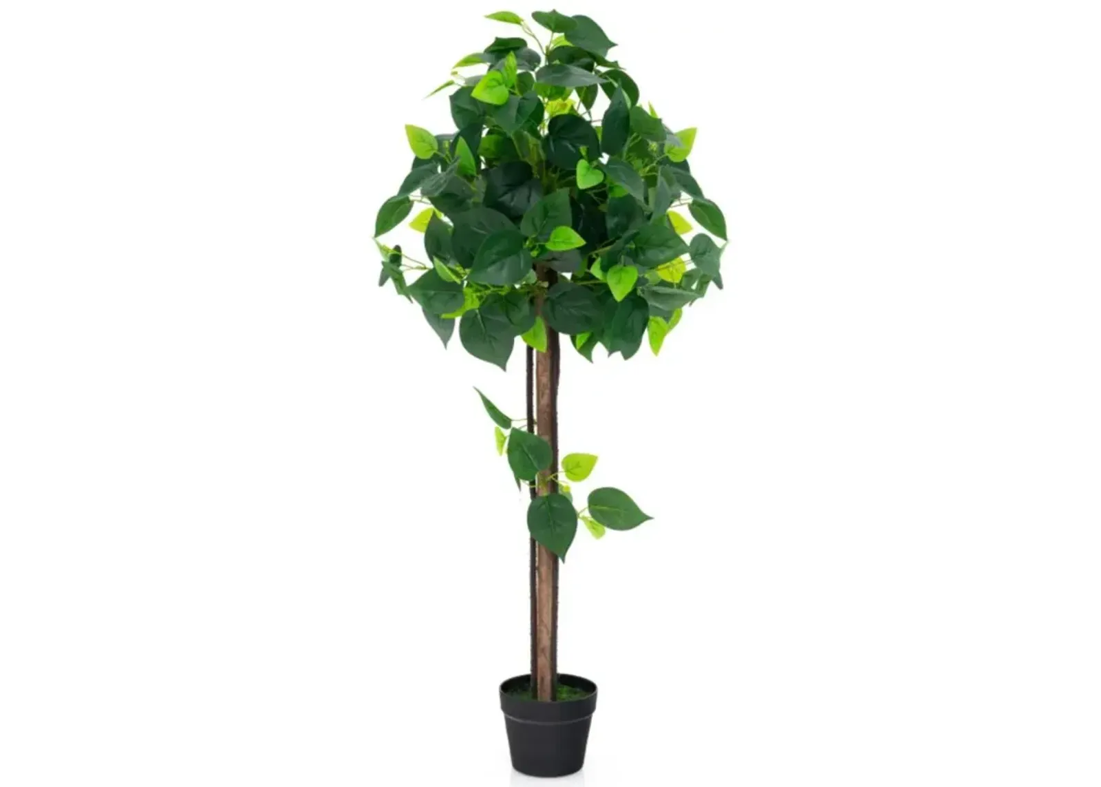 Hivvago 45 Inches Artificial Hydrangea Tree with Real Wood Trunk and Realistic Hydrangea Leaves