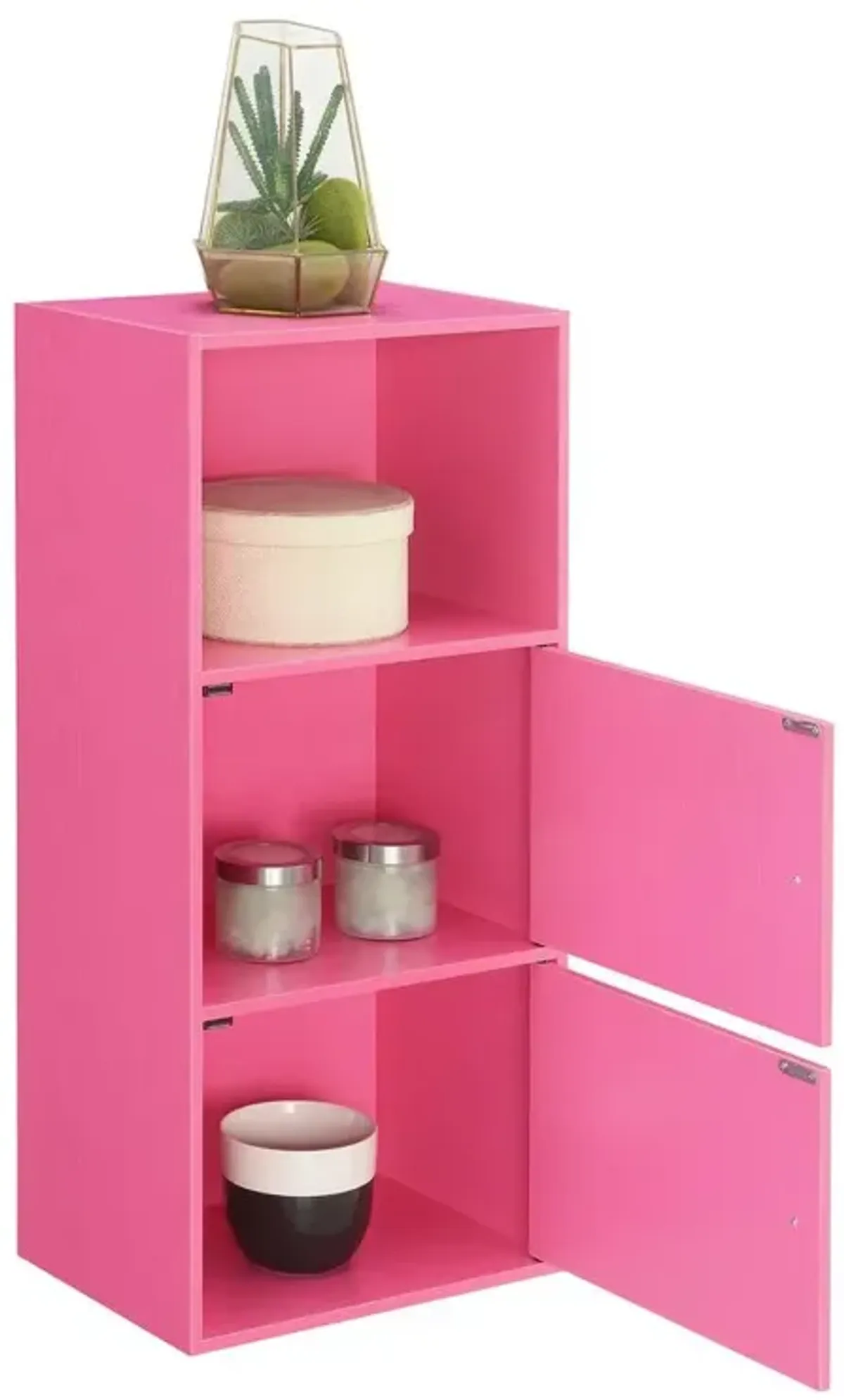 Convenience Concepts Xtra Storage 2 Door Cabinet with Shelf, Pink