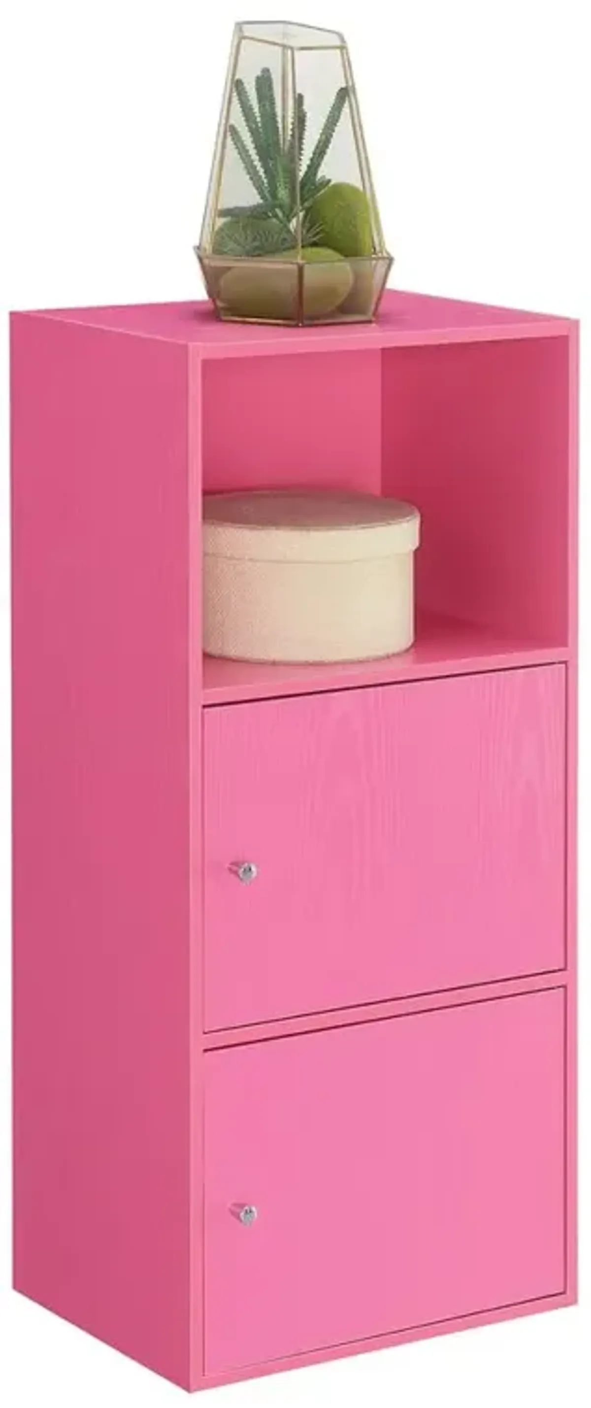 Convenience Concepts Xtra Storage 2 Door Cabinet with Shelf, Pink