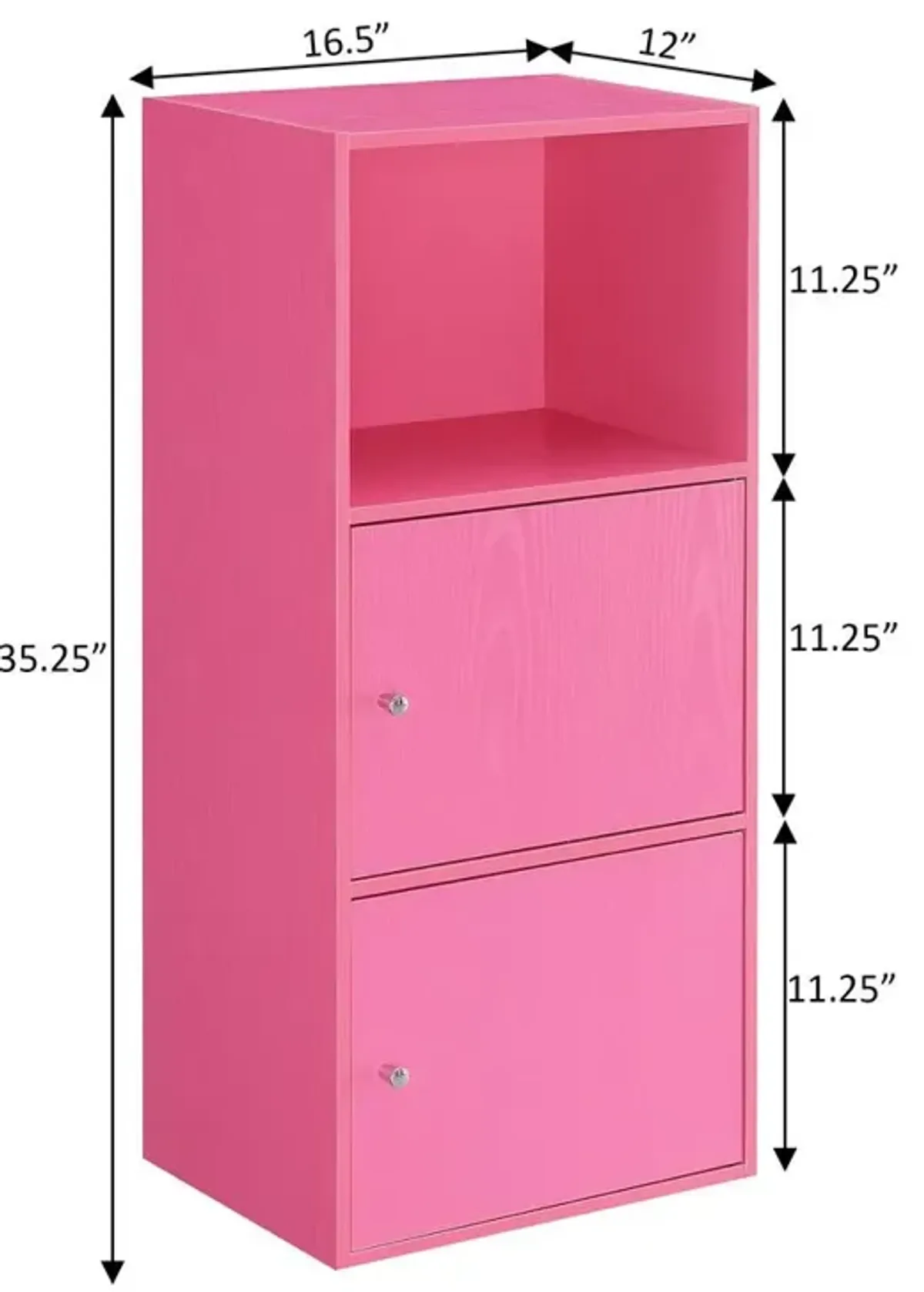 Convenience Concepts Xtra Storage 2 Door Cabinet with Shelf, Pink