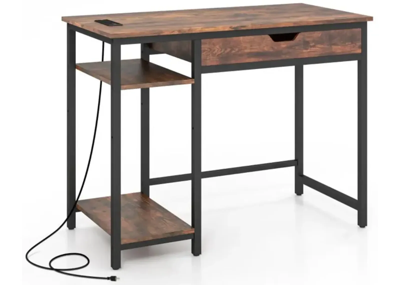 Hivvago Computer Desk with Charging Station and Drawer & Adjustable Shelf