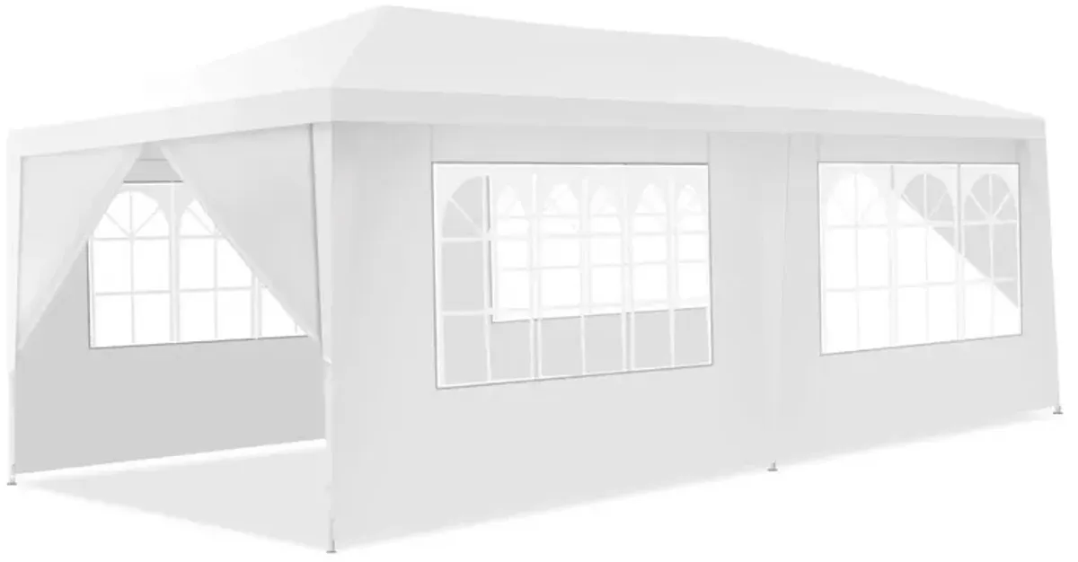 10 x 20 Feet 6 Sidewalls Canopy Tent with Carry Bag-White