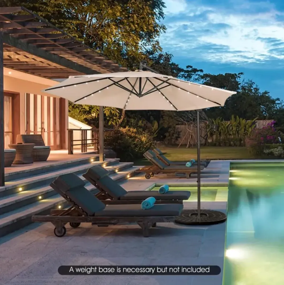 Hivvago 10 Feet Patio Cantilever Umbrella with Tilting System