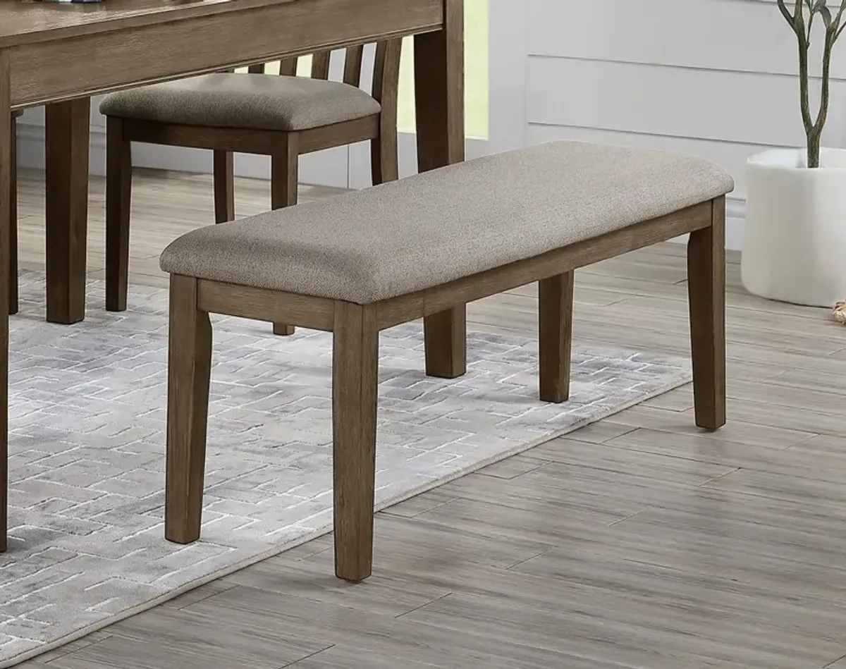 Streamdale Brushed Brown Bench with Fabric Upholstery