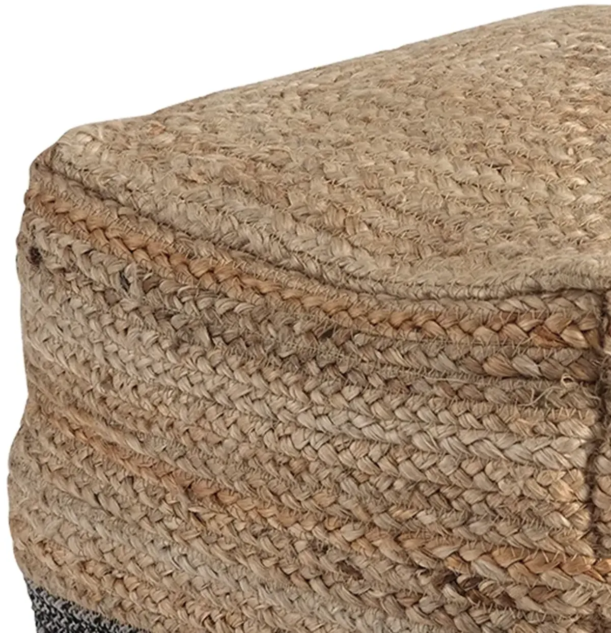 Handwoven Square Shaped Pouf with Zipper, Multicolor - Benzara