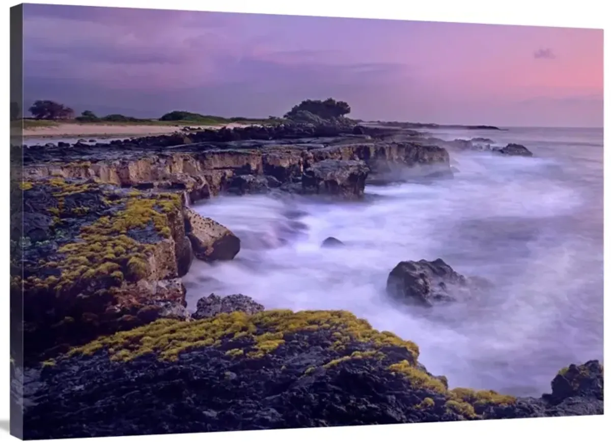 Ocean and lava rocks at sunset, Puuhonua, Hawaii-Canvas Art-40x30