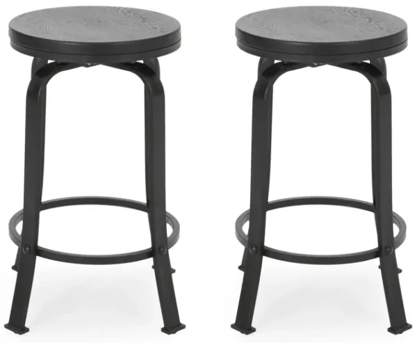 Streamdale Modern Industrial Swivel Counter Stool with Faux Wood Seat