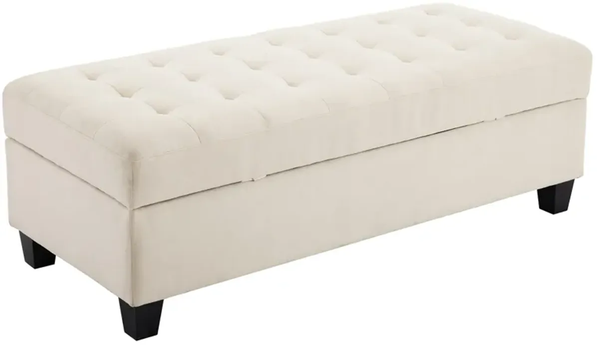 Large Tufted Storage Ottoman Bench for Bedroom Entryway or Living Room