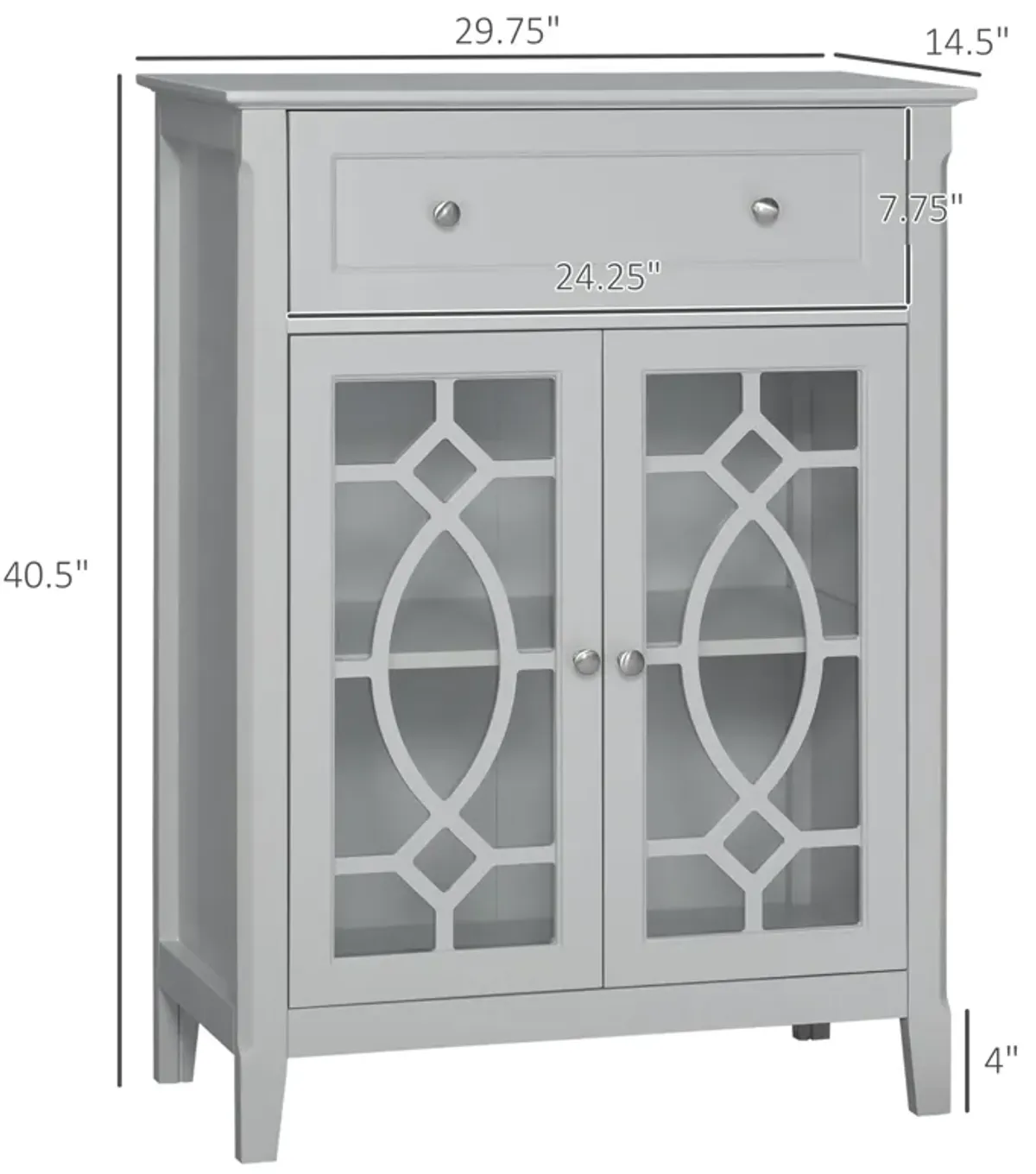 Light Gray Sideboard: Kitchen Cabinet with Glass Doors and Drawer