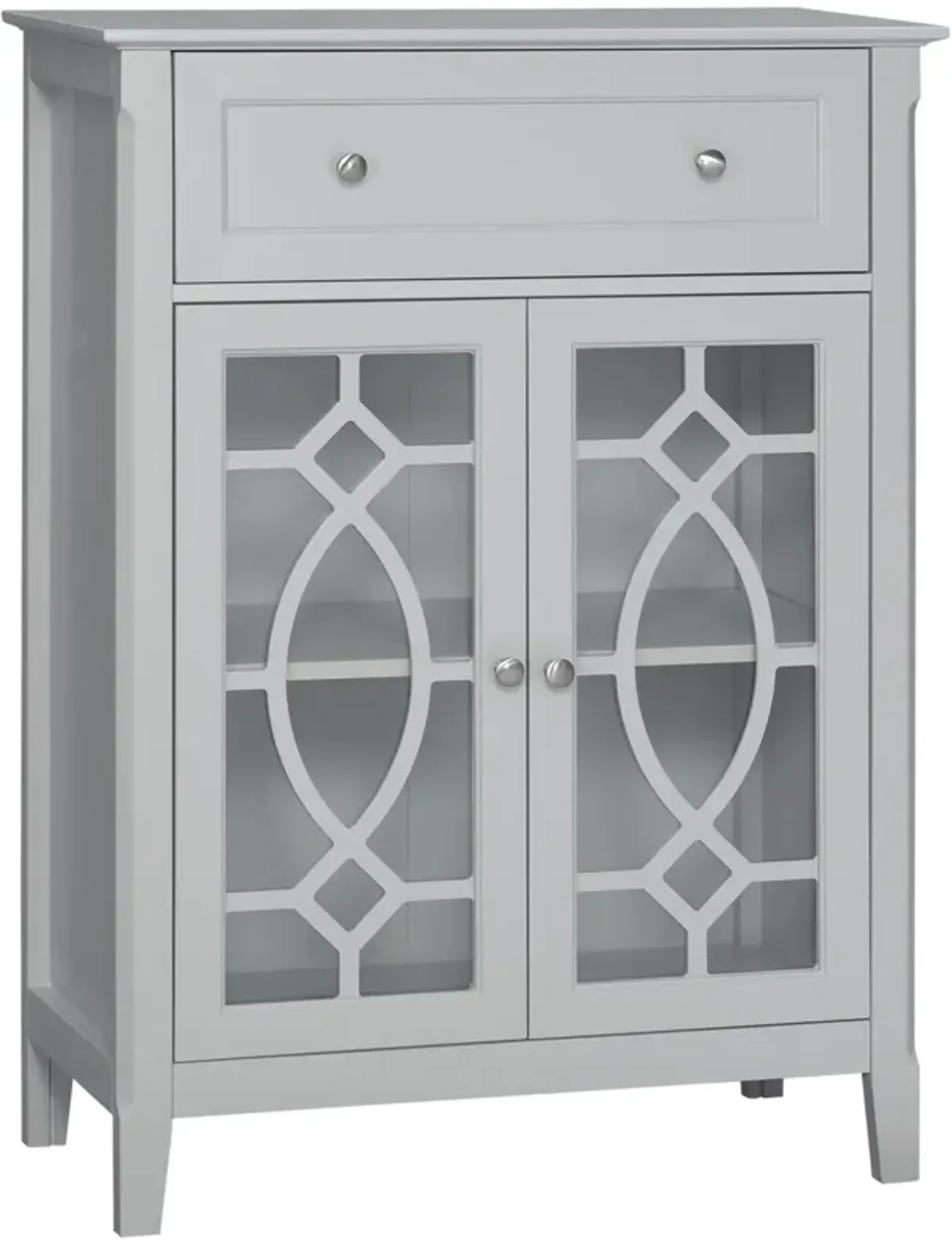 Light Gray Sideboard: Kitchen Cabinet with Glass Doors and Drawer