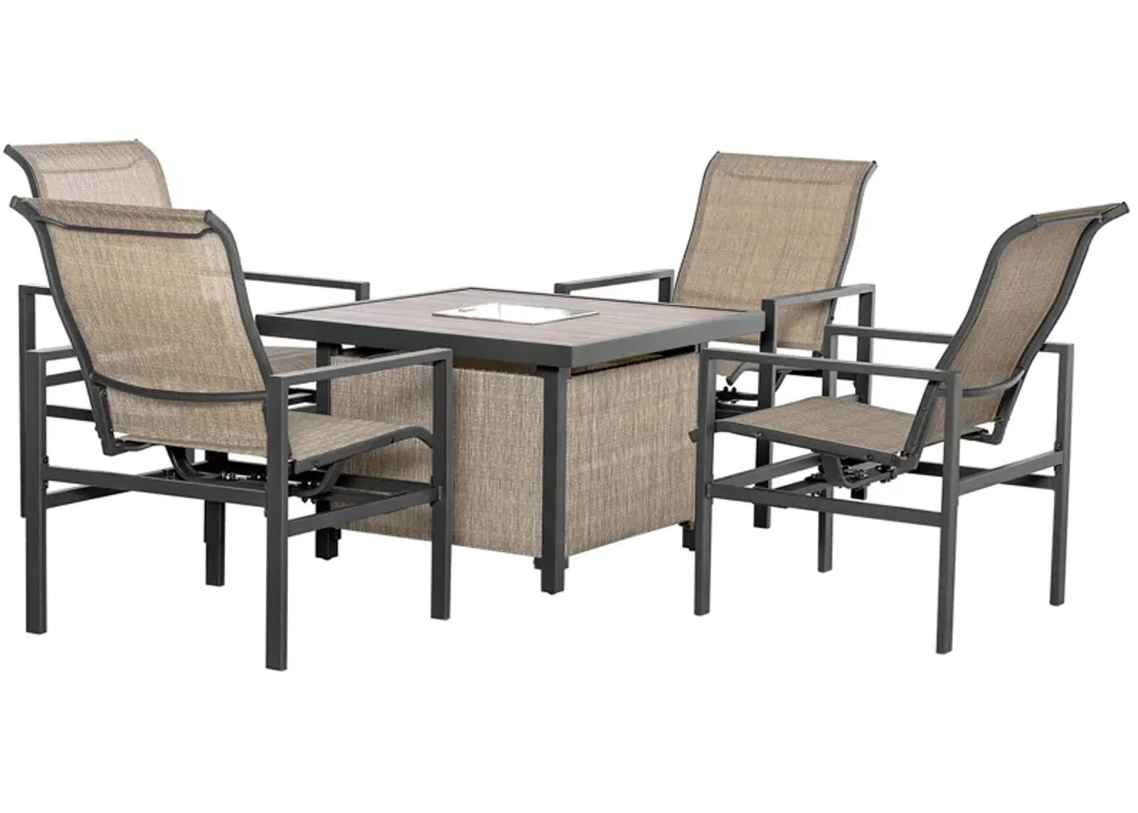 5-Piece Patio Dining Set with Ice Bucket Table & Rocking Chairs